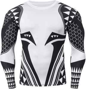 T-shirt de compression unisexe à manches courtes, dernier design, imprimé tribal noir et blanc, protection UPF50+, séchage rapide, écologique - Product Image 5