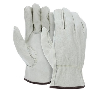 Guantes de conductor de cuero de grano de oveja blanco de alta calidad construcción protectora para vacas ovejas cabras para trabajo de jardín - Product Image 2