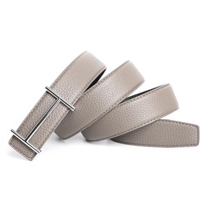 Cinturón de Cuero Genuino de Alta Calidad con Hebilla en H de Diseñador de Marca de Lujo para Hombre y Mujer, Correa de Vestir para Jeans, Color Gris - Product Image 3
