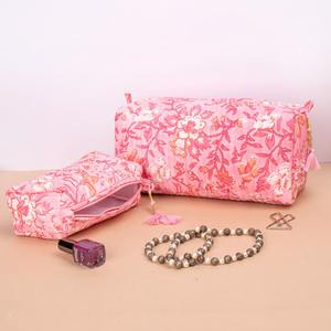 Ensemble de trousses de toilette de voyage en coton écologique de style vintage fait main, fermeture à glissière, résistant à l'eau, grande capacité - Product Image 4