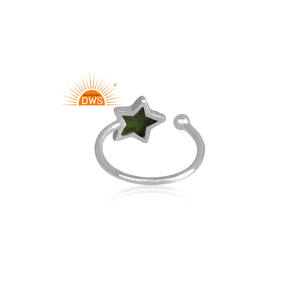 925 Fine Sterling Silver Green Copper Gemstone Star Design Bague empilable pour les femmes Fabricant de bijoux - Product Image 2