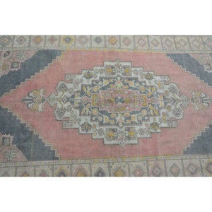 Vintage Turkish Rug 4x7.7 ft, <b>Red</b> Area Floral <b>Wool</b> Rug - Product Image 5