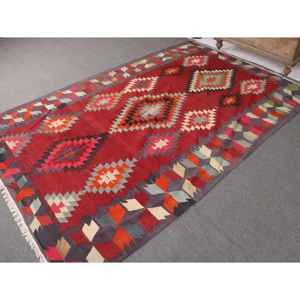 Alfombra vintage, alfombra grande de 5.9x8.9 pies, alfombra turca de lana con motivos de plantas y árboles rojos - Product Image 2