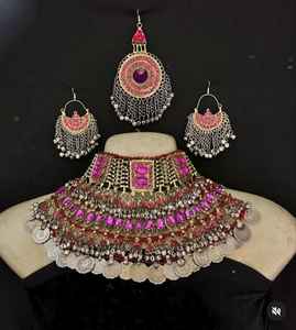 ชุดคอสเเตนเลส Afghan kuchi วินเทจต่างหู Tikka สำหรับผู้หญิงทันสมัยออกแบบได้ตามต้องการ - Product Image 5