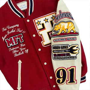 Chaqueta universitaria bordada de lana de alta calidad para hombre, chaqueta de béisbol con letras y cuello levantado personalizado para invierno, estilo de calle principal - Product Image 3