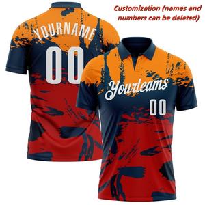 Botón de calle de verano de manga corta con estampado 3D de nombre personalizado para hombres para Polos, Camisetas de solapa con patrón geométrico colorido - Product Image 2