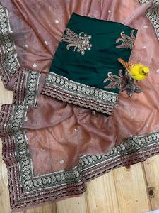 Saree fantaisie ethnique de mariage traditionnel de créateur Saree en soie à porter en Georgette douce - Product Image 3