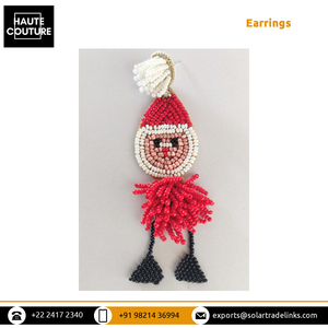 Último producto de tendencia, ropa festiva de Navidad hecha a mano, 10 cm de largo, pendientes de cuentas colgantes de Papá Noel para mujer - Product Image 6