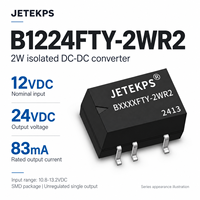 Convertisseur DC-DC isolé JETEKPS B1224FTY-2WR2 2W, 12V vers 24V, 83mA, module d'alimentation SMD non régulé, RoHS