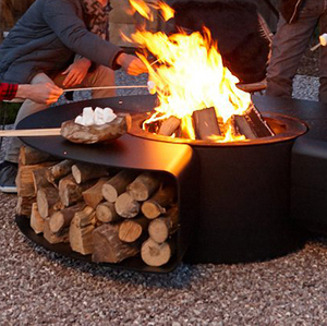 Table de feu de camp multifonctionnelle en acier Corten pour l'extérieur, durable, alimentée au bois de chauffage, pour un patio écologique toute saison - Product Image 4