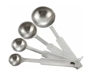 New Modern Style Silver Colored Meta Stainless Steel Measuring Spoon Set For Home Hotel Kitchen Use