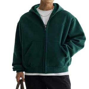 Wholesale Price High Quality Street Wear Drop Shoulder Cropped Zipper <b>Hoodie</b> Hot Sale Fashionable Zipper <b>Hoodie</b> - Product Image 3