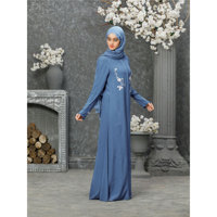Robe Abaya Tricotée Décontractée à Manches Longues Unie pour Femmes Musulmanes, Nouvelle Tendance Populaire, Respirante, Broderie Rapide, Boutons – Vente en Gros