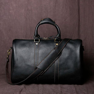 Personalized Handcrafted Top Grain Genuine <b>Leather</b> Weekender Duffel <b>Bag</b> Adjustable Shoulder Strap Interior Pocket Zipper Closure - Product Image 5