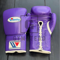 Guantes de Boxeo Profesionales de Cuero de Alta Calidad con Cierre de Cordones, Correa de Muñeca Ajustable y Transpirables para Dedos Completos