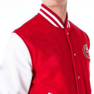 Nuevo diseño personalizado rojo y negro lana Varsity chaqueta para hombres Cierre de botón bolsillos interiores Letterman College béisbol bombardero chaqueta - Product Image 3