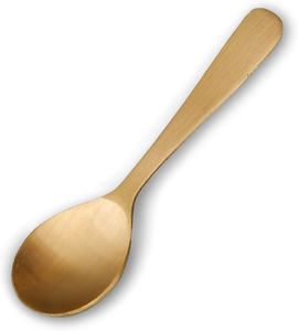 Cuillère en laiton massif écologique de qualité supérieure, plaquée or, polissage miroir, manche court, design classique pour la cuisine et la salle à manger - Product Image 1