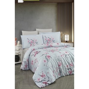 Ensemble de housse de couette en satin de coton mélangé au bambou Varol 250 TC - Motif floral - Taille double - Grande taille pour usage domestique - Product Image 1