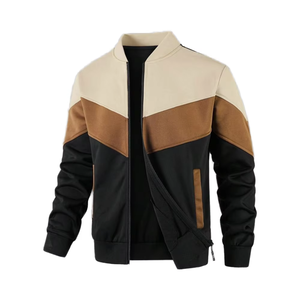 Blouson Bomber Unisexe Vintage Personnalisé à Fermeture Éclair, Col Montant, Bouton Unique, Hiver, Couleur Unie, Broderie Avant Épaisse - Product Image 1