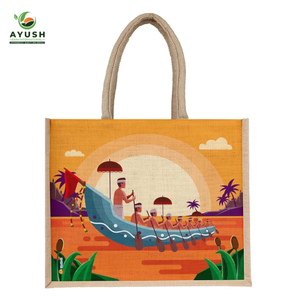 Bolsa de compras grande 100% biodegradable hecha de yute y algodón con opciones personalizables para mercados y centros comerciales - Product Image 5