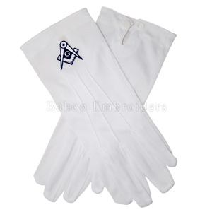 MASONIC REGALIA GUANTES DE ALGODÓN BLANCO CON LOGOTIPO BORDADO-GUANTES FREEMASON - Product Image 6