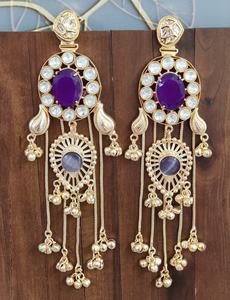 Doublet Plus Moissanite Polki Kashmiri <b>Earrings</b> For Women Luxury Indian Traditional <b>Earrings</b> For Party Wear <b>Long</b> Tassel <b>Earrings</b> - Product Image 6