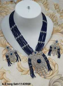 ENSEMBLE DE COLLIER DE MARIÉE EN DIAMANT AMÉRICAIN ET BOUCLES D'OREILLES CLASSIQUES ET DE HAUTE QUALITÉ ENSEMBLE DE BIJOUX DE MARIAGE POUR FEMMES DE STYLE CLASSIQUE - Product Image 2