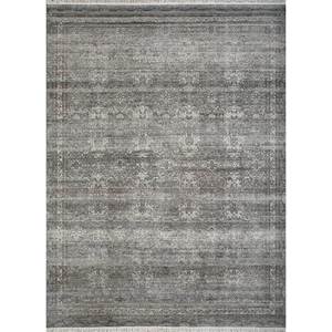 Tapis en laine afghane noué à la main gris et noir Viscaya, motif médaillon, 9x12, tapis de salon pour adolescents, pour la décoration de la maison - Product Image 1