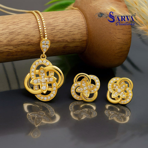 Conjunto de Joyería de Plata de Ley con Nudo Celta y Flor, Joyería de Moissanita, Colgante y Aretes de Trébol de la Suerte, Joyería Personalizada - Product Image 3