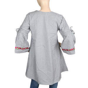 Women's Strip Cotton Kurti - Grey - Product Image 4