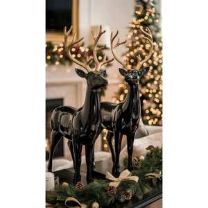 Juego de escultura de Reno negro Premium de 2 suministros de decoración navideña para el hogar Interior escultura de ciervo negro Venta caliente - Product Image 4