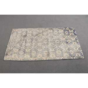 Alfombra Turca Pequeña, Alfombra Vintage de 2.3x4.3 pies, Alfombra de Lana con Rayas Azules - Product Image 2