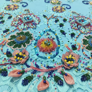 Tissu en dentelle lourde de luxe pour robe de mariée avec motif de diamant 3D et broderie pour robes de soirée - Product Image 1