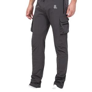 Pantalon cargo en toile pour homme 100% coton écologique léger style vintage taille mi-haute safari séchage rapide respirant couleur unie - Product Image 1