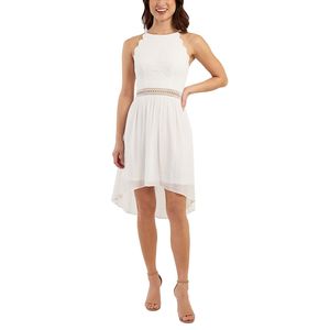 Abito in chiffon bianco BCX Junior con pizzo, orlo asimmetrico, vita naturale, traspirante, con cerniera, elegante e alla moda per il club XS - Product Image 3