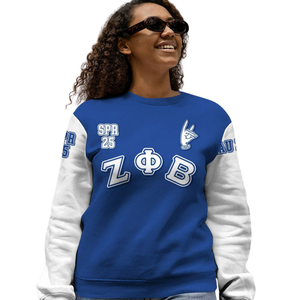 Sudadera con Cuello Redondo Zeta Phi Beta Griega 1920 para Mujer, Azul, Bordada, de Felpa - Product Image 5