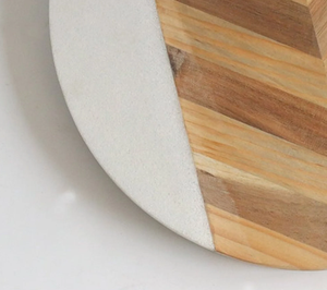 Hot Selling Round <b>Shaped</b> Factory Direct Supply Fancy Unique Designer Modern Creative Art Wood and Marble Made Chopping <b>Blocks</b> - Product Image 3