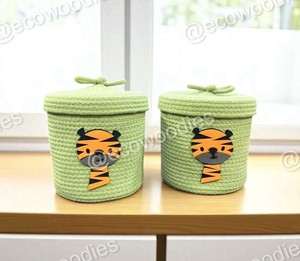 Cesta de Almacenamiento para Bebés con Forma de Oso, de una Sola Capa, Tejida con Jacinto de Agua y Cuerda de Algodón, Organizador de Juguetes con Tapa para Sala de Estar - Product Image 2