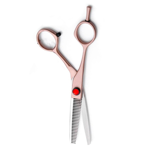 Tijeras de adelgazamiento de peluquero con mango recubierto de rosa, 32 dientes, tijeras de adelgazamiento de cabello de acero alemán de 6 pulgadas con soporte de timbre extraíble - Product Image 5
