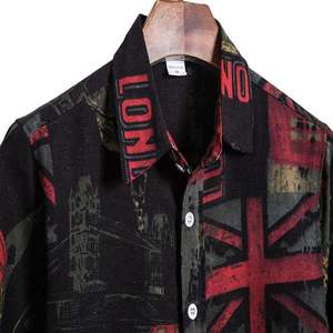 Verano moda Casual hombres Baggy playa estampado manga corta botón Retro camisas Tops hombres algodón Lino camisa - Product Image 2