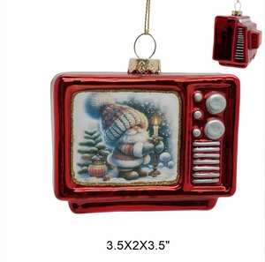 Adornos Navideños de Cristal Vintage - Decoraciones Retro con Forma de Televisor, Cámara, Jukebox, Reloj y Juegos, en Forma Circular - Product Image 1