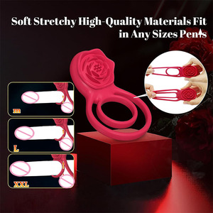 Anelli per il pene a forma di rosa, giocattoli sessuali, stimolatore del punto G e del clitoride, anelli vibranti con telecomando per coppie, uomini e donne - Product Image 4