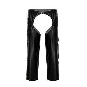 <b>Men's</b> X-Large Racing Sportswear Real <b>Leather</b> Chaps with <b>Jean</b> Pockets Flat Black Motorbike Wear <b>for</b> <b>Men</b> - Product Image 3