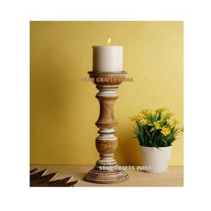 Modern Look With High Finishing Wood White Candle Holder Stand Hot Selling & Wholesale Candle Holder for Home and Restaurant - Product Image 3