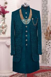 Sherrwani-ropa de boda para hombres, diseñador bordado y trabajo de secuencia, indio, Indo-occidental, para novio, Fabricación en la India - Product Image 3