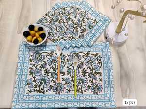 Manteles individuales de algodón 100% con diseño floral hecho a mano, diseño indio étnico tradicional Jaipur, manteles de mesa de comedor impresos con bloque de mano - Product Image 4