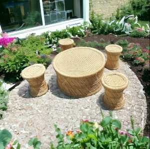 Factory Superior Quality New Style <b>Inflatable</b> Outdoor Ottoman and Table Garden Kitchen Outdoor Set Bamboo Ottoman - Product Image 1