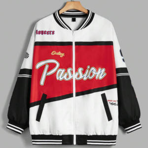 Chaqueta transpirable de color francés Terry con contraste personalizada, chaqueta de béisbol para mujer, chaquetas con letras de alta calidad - Product Image 5