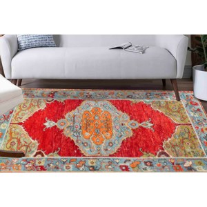 พรมเชนิลล์ลายดอกไม้: สไตล์ตุรกีโบราณ พรมสีน้ำเงิน - Product Image 2