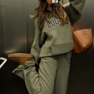 Custom Logo Usa Mens 100% Cotton Blank Plain Hoodies Vendor Joggers and Hoodies Set Embroidery Unisex Men Stacked Sweatsuit Sets - Product Image 3